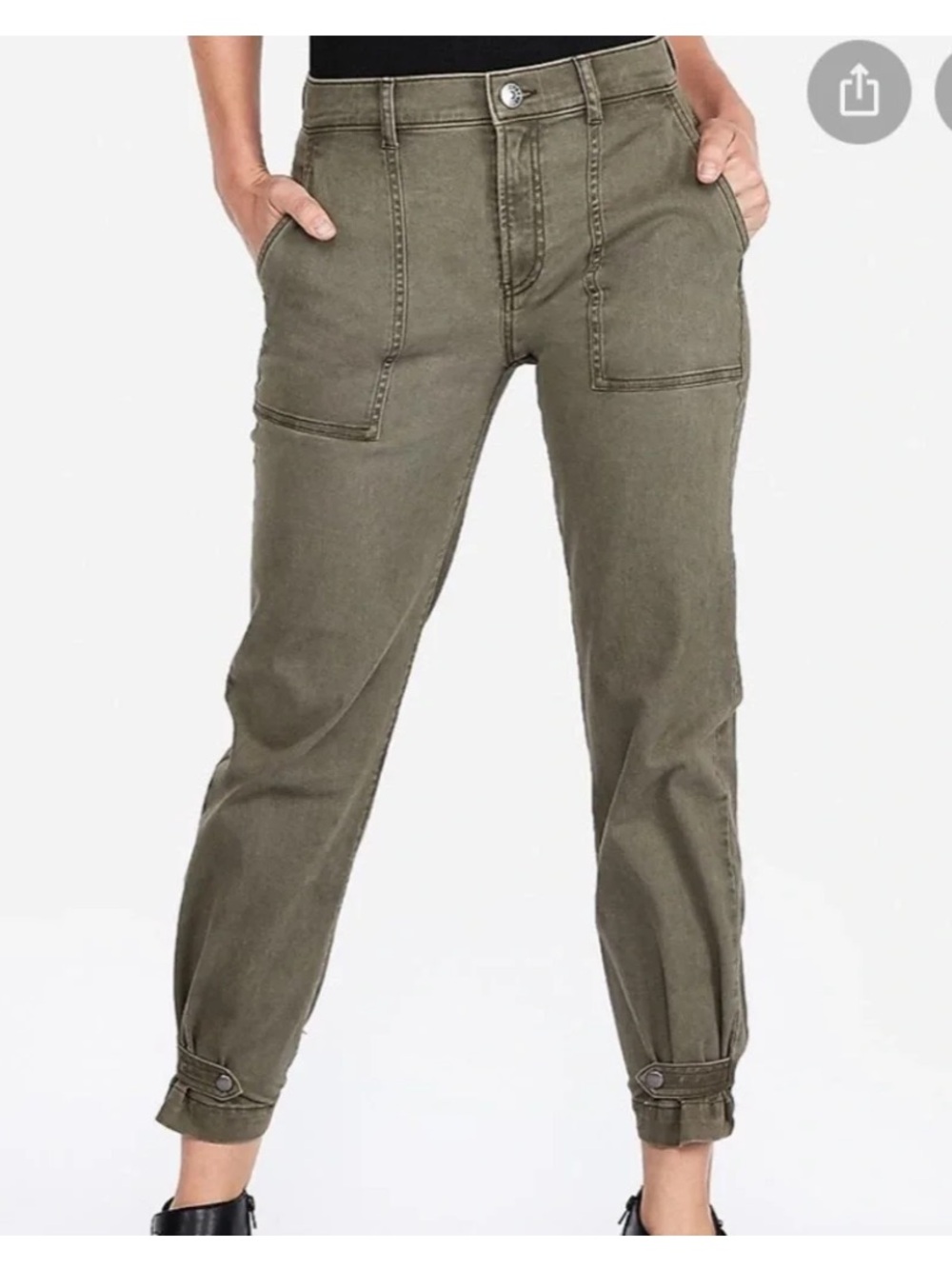 Express High Waisted Cinched Hem Straight Cropped Jeans NWT Size 12